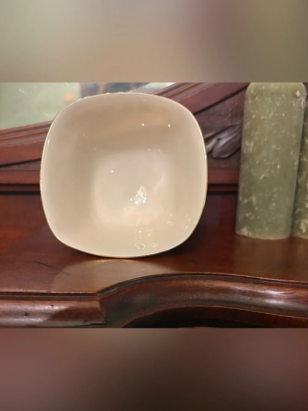 Lenox Canterbury Collection White Porcelain snack bowl with Laurel Stamp